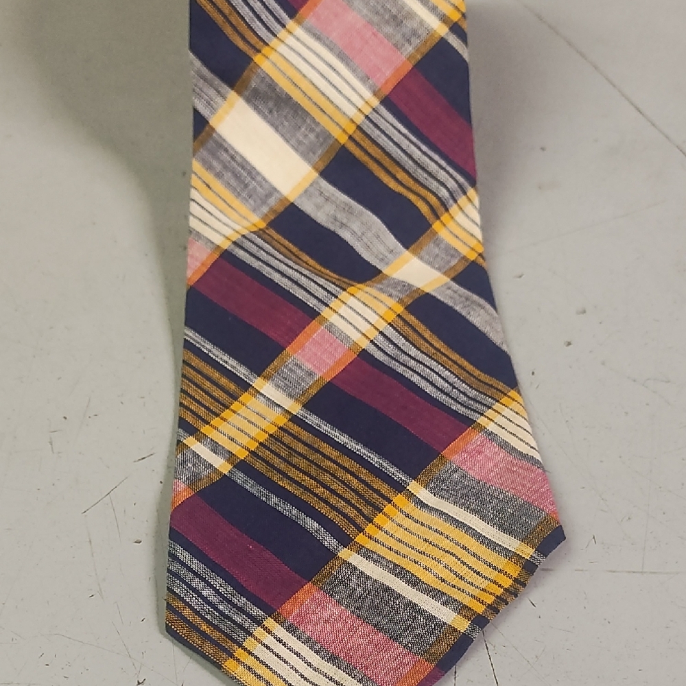 Red and Yellow Plaid Silk Tie